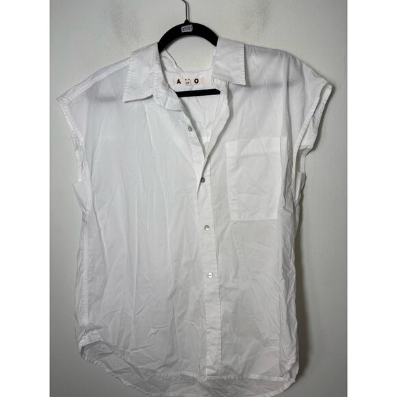 Amo White Sleeveless Cotton Button Up Top Sz M - Picture 1 of 2